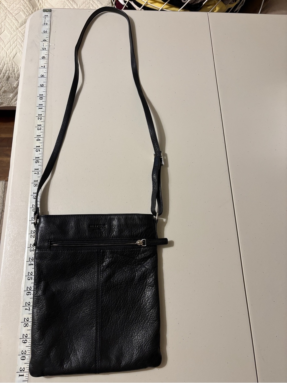 Margot Radley Crossbody Black Pebbled Leather Slim 90s Minimalist 7 Pockets - Picture 6 of 14